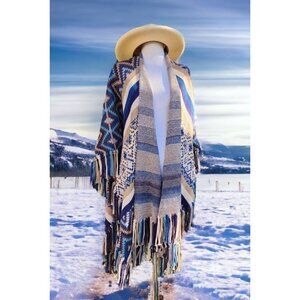 Haute Hoodie Hippie Southwestern Boho Aztec Heavy Wrap Cardigan Sweater O/S